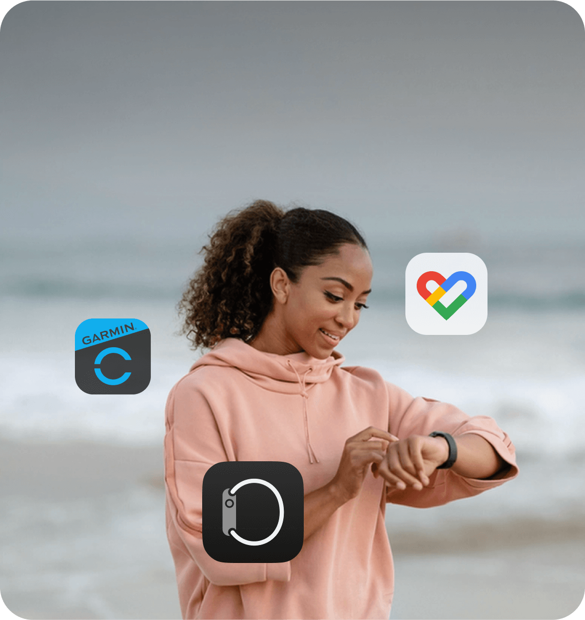 Mobile app screenshot showing smartwatch integration